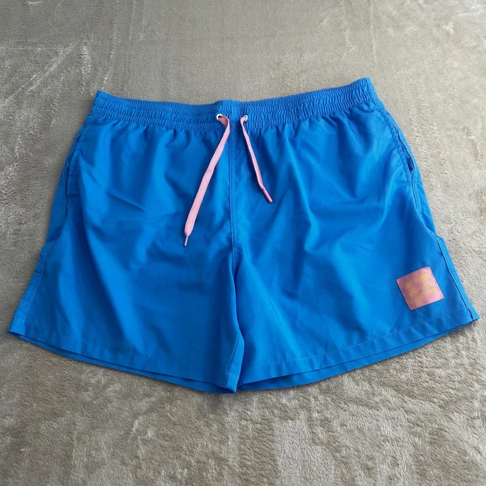 Duvin Design Co Mens 2XL Swim Trunks Blue Filthy Flamingo Surf Gang Board Shorts